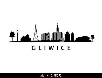 Gliwice City Skyline in Polen, Schlesische Stadt in Osteuropa, Stadtlandschaft Stock Vektor