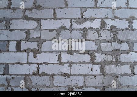 Wand aus weißem belüfteten Betonblock Vollbild, Bautapete Stockfoto