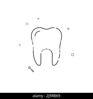 Symbol für einfache Vektorlinie für Zahn, Molar. Symbol, Piktogramm, auf weißem Hintergrund isoliertes Zeichen. Bearbeitbare Kontur. Linienstärke anpassen. Stock Vektor