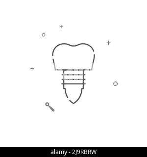 Zahnprothese auf einem Stift, Zahnimplantat einfache Vektorlinie Symbol. Symbol, Piktogramm, auf weißem Hintergrund isoliertes Zeichen. Bearbeitbare Kontur. Linie anpassen Stock Vektor