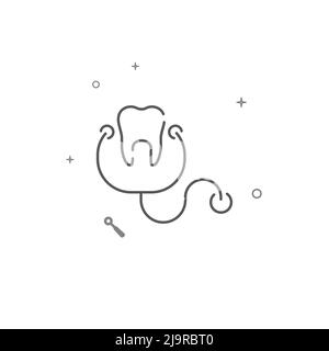 Einfaches Vektorliniensymbol für die Zahnuntersuchung. Symbol, Piktogramm, auf weißem Hintergrund isoliertes Zeichen. Bearbeitbare Kontur. Linienstärke anpassen. Stock Vektor