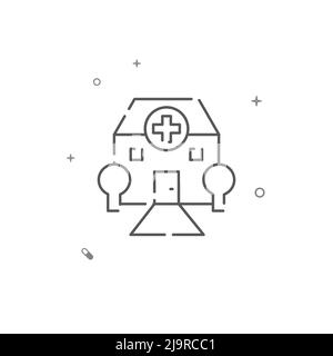 Symbol für einfache Vektorlinie des Krankenhauses. Symbol, Piktogramm, auf weißem Hintergrund isoliertes Zeichen. Bearbeitbare Kontur. Linienstärke anpassen. Stock Vektor
