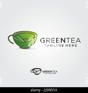 Logo-Design mit grünem Tee Stock Vektor