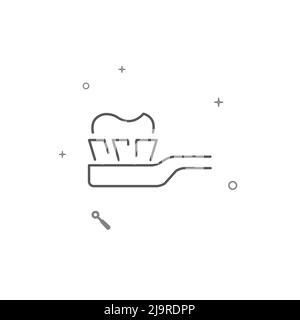 Zahnbürste mit dem einfachen Vektorliniensymbol „Paste“. Symbol, Piktogramm, auf weißem Hintergrund isoliertes Zeichen. Bearbeitbare Kontur. Linienstärke anpassen. Stock Vektor