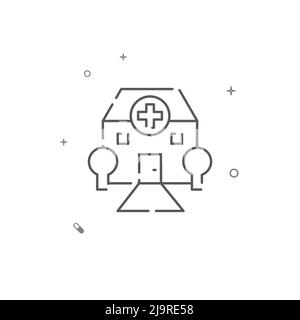 Symbol für einfache Vektorlinie des Krankenhauses. Symbol, Piktogramm, auf weißem Hintergrund isoliertes Zeichen. Bearbeitbare Kontur. Linienstärke anpassen. Stock Vektor
