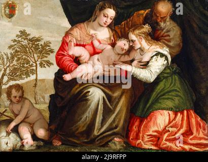 Die mystische Ehe der hl. Katharina, Ölgemälde auf Leinwand von Paolo Veronese, um 1547 Stockfoto