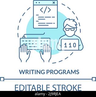 Schreiben von Programmen türkisfarbenes Konzeptsymbol Stock Vektor