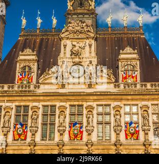 Hotel de Ville, Paris, Frankreich. Erbaut 1500 und dann wieder aufgebaut in 1800 Stockfoto