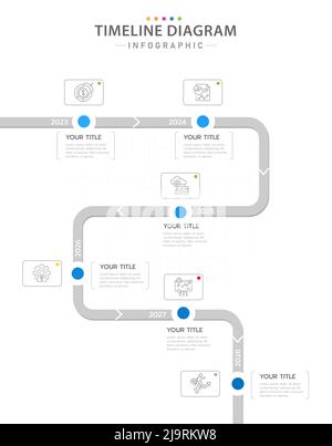 Infografik-Vorlage für Unternehmen. 6 Schritte modernes Timeline-Diagramm mit Road Journey Konzept, Präsentationsvektor Infografik. Stock Vektor