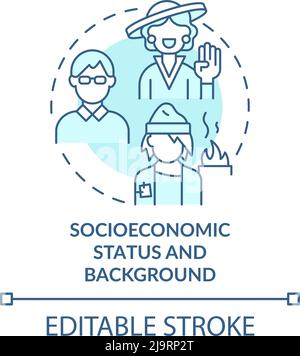 Sozioökonomischer Status und Hintergrund türkisfarbenes Konzept Symbol Stock Vektor