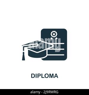 Diplom-Symbol. Monochromes, einfaches Success-Symbol für Vorlagen, Webdesign und Infografiken Stock Vektor