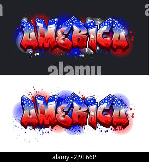 Ein cooles echtes Wildstyle Graffiti Namensdesign - Amerika Stock Vektor