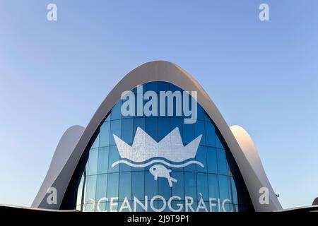 Valencia, Spanien - 05 07 2022: Das Ozeanographische (L'Oceanografic) Ozeanarium in der Stadt der Künste und Wissenschaften in Valencia. Stockfoto