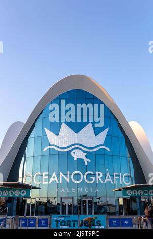 Valencia, Spanien - 05 07 2022: Das Ozeanographische (L'Oceanografic) Ozeanarium in der Stadt der Künste und Wissenschaften in Valencia. Stockfoto