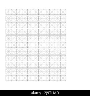 Arbeitsmappe zum Schreiben von Hieroglyphen. Liniertes Papier zum Drucken. Geometrisches Muster für die Schule. Realistisches liniertes Papier. Simulator zum Schreiben von Chinesisch Stock Vektor