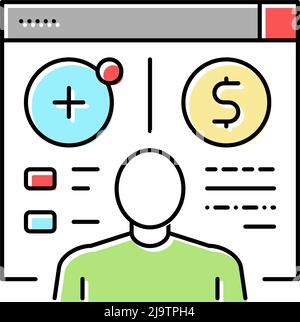 Grafik zum Öffnen von Kundenkonten mit Farbsymbole Stock Vektor