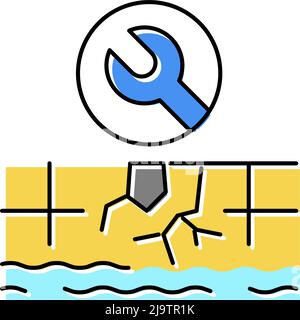 Pool Reparatur Services Farbe Symbol Vektor Illustration Stock Vektor