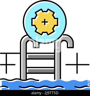 Darstellung von Symbolen für kommerzielle Poolservices in Farbe Stock Vektor