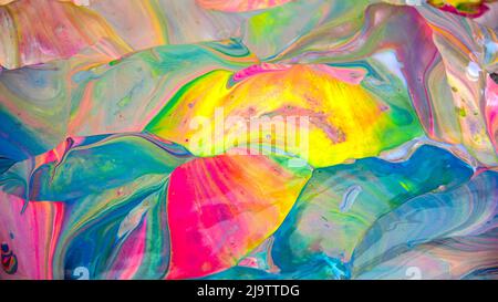 Textur aus Acryl in verschiedenen Farben, ideal für Hintergründe und Texturen und für Grafikdesign mit organischen Formen Stockfoto