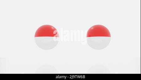 3D Darstellung des Globus in Indonesien Länder Flagge für Symbol oder Symbol. Stockfoto