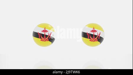 3D Darstellung des Globus in brunei-Flagge für Ikone oder Symbol. Stockfoto