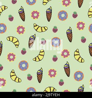 Köstliche Desserts, Vektor nahtlose Muster Stock Vektor