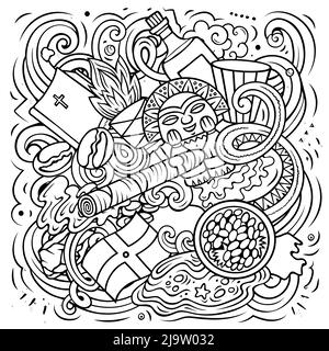 Dominikanische Republik handgezeichnete Cartoon Doodle Illustration. Komisches lokales Design. Stock Vektor
