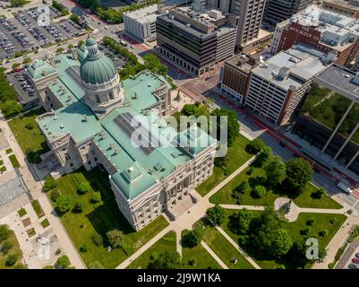 Indianapolis, Indiana, USA. 24.. Mai 2022. Luftaufnahme des Indiana Statehouse ist das State Capitol Gebäude des US-Bundesstaates Indiana. (Bild: © Walter G. Arce Sr./ZUMA Press Wire) Stockfoto