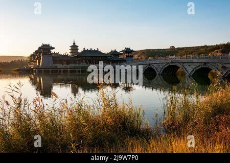 Lingyan Tempel in den Datong Yungang Grotten landschaftlich reizvoller Bereich Shanxi China Stockfoto