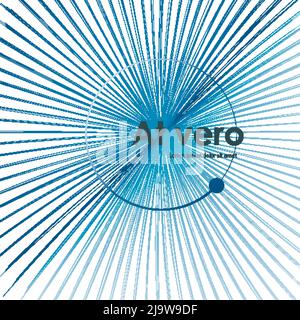 Blauer Kreis moderner Strahlenstern. Moderne Sunburst kreative Formen Hintergrund. Vektorgrafik mit Strahlen Stock Vektor