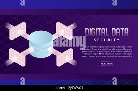 Isometrische Darstellung des Datensicherheitsvektors Stock Vektor