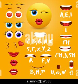 Weibliche Emoji Mund Animation Vektor Design-Elemente Stock Vektor