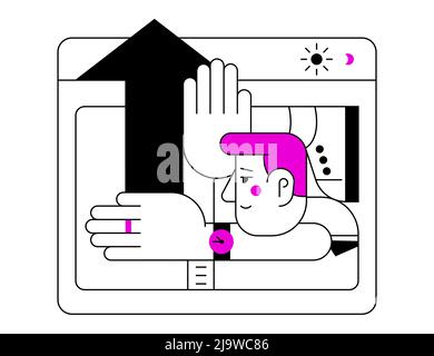 Arbeiten im System - farbenfrohe flache Design-Stil Illustration Stock Vektor