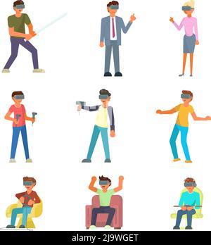 VR People Icon Set Vektor flache Illustration Stock Vektor