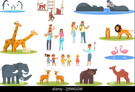 Zoo Icon Set Vektor flach Stil Design Illustration Stock Vektor