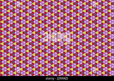 Farbenfrohe abstrakte Muster, die wie Blumen aussieht, erstellt aus einer Makrofotografie von Flüssigkeiten Blasen. Stockfoto