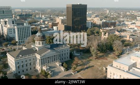 Luftaufnahme von Columbia, South Carolina, einschließlich des State House und der Innenstadt. Stockfoto