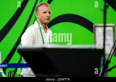 Tirana, Albanien. 25.. Mai 2022. Tirana, Albanien. 25.. Mai 2022. Tirana - Dirk Kuyt während des Spiels zwischen AS Roma und Feyenoord beim Air Albaniastadion am 25. Mai 2022 in Tirana, Albanien. (Box to Box Pictures/Yannick Verhoeven) Credit: Box to Box pictures/Alamy Live News Credit: Box to Box pictures/Alamy Live News Stockfoto
