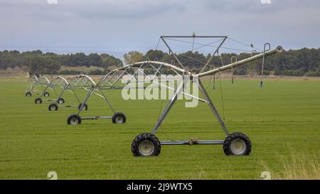 Center Pivot Bewässerungssystem in Huesca, Aragon, Spanien Stockfoto