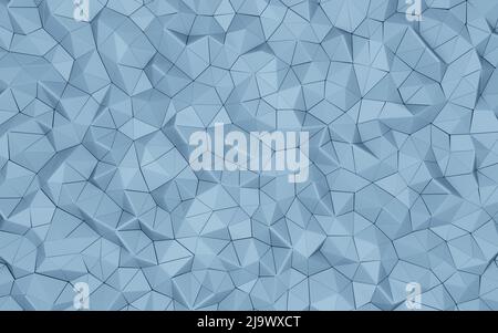 3D Render, texturierte Dreiecksform frostiger blauer leerer Hintergrund Stockfoto
