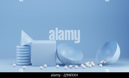 3D Rendering von einfarbigen Stillleben mit leerem Raum Stockfoto