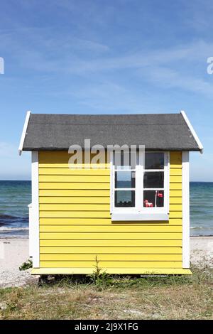 Farbige Strandhütte in Aeroskobing, Aero Insel, Dänemark Stockfoto