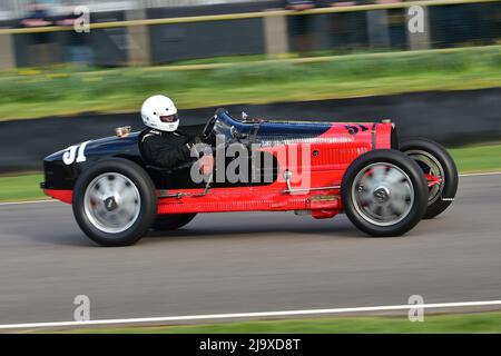 Tim Dutton, der Typ-51-Rennwagen-Rennwagen von 1928 bis 1935 Grad, Varzi Trophy, ein fünfundzwanzig-minütiges Einzelfahrerevent für historische Rennwagen Stockfoto