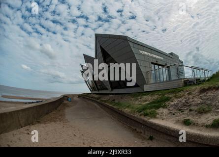 North Sea Observatory, Chapel Point, Lincolnshire, Großbritannien - Großbritanniens einziges speziell erbautes Marine Observatory, am Nordrand von Chapel St. Leonards. Stockfoto