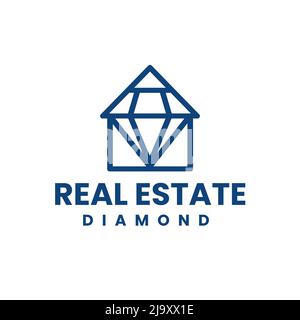 Diamant-Design-Logo in Form eines Hauses, abstrakte Design-Illustration, Gebäude-Symbol Stock Vektor