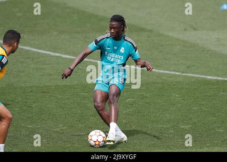 Madrid, Spanien. 24.. Mai 2022. Eduardo Camavinga (Real) Fußball/Fußball : UEFA Champions League Open Media Day of Real Madrid CF im Ciudad Real Madrid in Madrid, Spanien . Quelle: Mutsu Kawamori/AFLO/Alamy Live News Stockfoto
