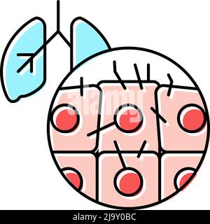 Schmerzhafte Husten Symptom Mesotheliom Farbe Symbol Vektor Illustration Stock Vektor