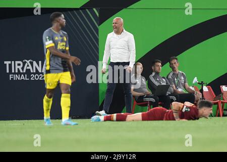 National Arena, Tirana, Albanien. 25.. Mai 2022. Conference League Finale, AS Roma gegen Feyenoord Rotterdam; Arne Slot Coach von Feyenoord Credit: Action Plus Sports/Alamy Live News Stockfoto