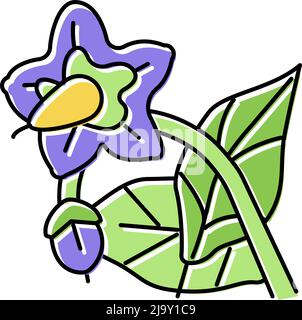 Auberginen Blume Farbe Symbol Vektor Illustration Stock Vektor