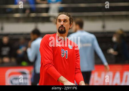 Sankt Petersburg, Russland. 25.. Mai 2022. Alexey Shved (Nr.91) von CSKA wurde im dritten Match-Finale des VTB United League-Basketballspiels zwischen Zenit und CSKA in der Sibur Arena in Aktion gesehen. Endstand; Zenit Saint Petersburg 93:7 CSKA Moscow. (Foto von Maksim Konstantinov/SOPA Images/Sipa USA) Quelle: SIPA USA/Alamy Live News Stockfoto